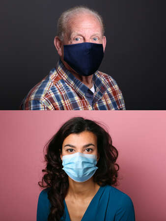 Beautiful people wearing a mouth maskの写真素材
