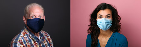 Beautiful people wearing a mouth maskの写真素材