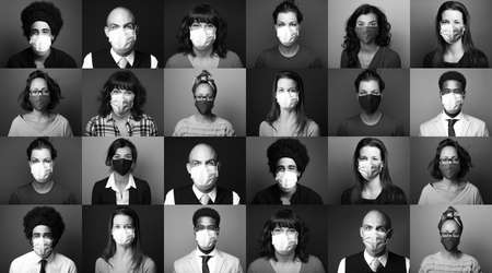 Beautiful people wearing a mouth maskの写真素材