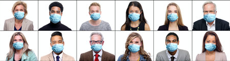 Beautiful people wearing a mouth mask