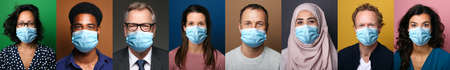 Beautiful people wearing a mouth maskの写真素材