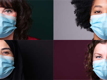 Beautiful people wearing a mouth maskの写真素材