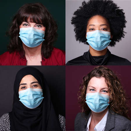 Beautiful people wearing a mouth maskの写真素材