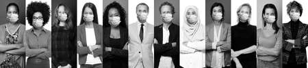 Beautiful people wearing a mouth maskの写真素材
