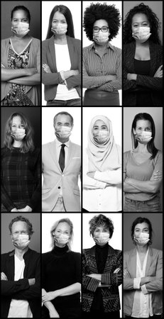 Beautiful people wearing a mouth maskの写真素材