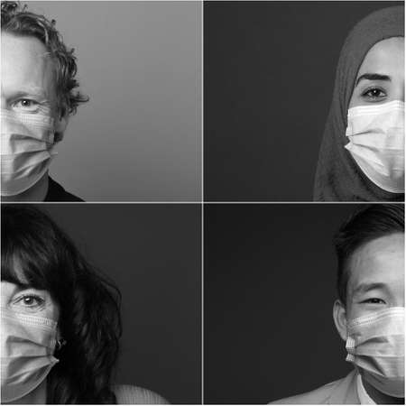 Beautiful people wearing a mouth maskの写真素材