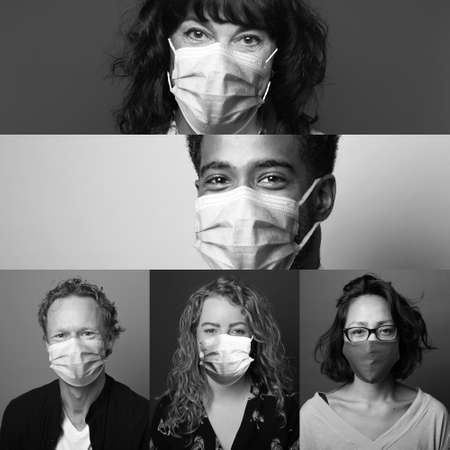 Beautiful people wearing a mouth maskの写真素材