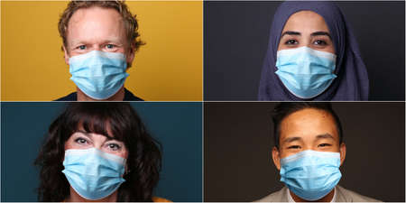 Beautiful people wearing a mouth maskの写真素材