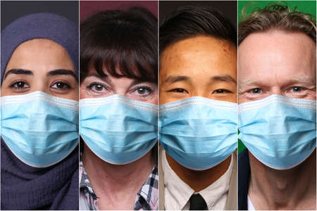 Beautiful people wearing a mouth maskの写真素材