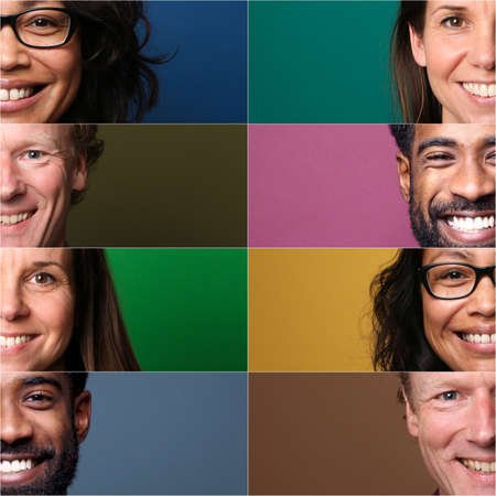 Beautiful happy people in front of a backgroundの写真素材