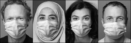 beautiful people wearing a mouth maskの写真素材