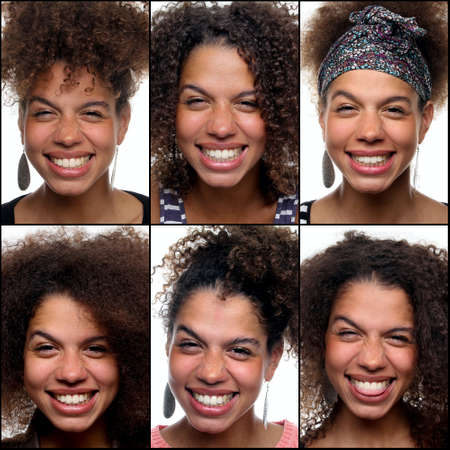 Beautiful woman in a collageの写真素材