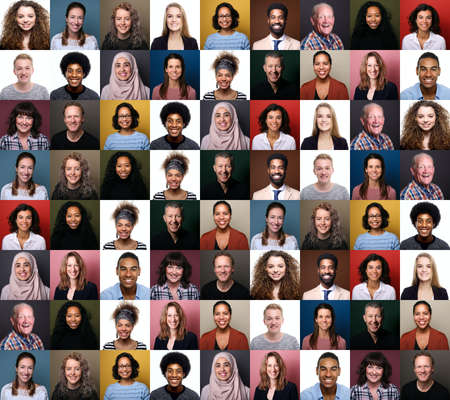 Group of beautiful people in a collageの写真素材