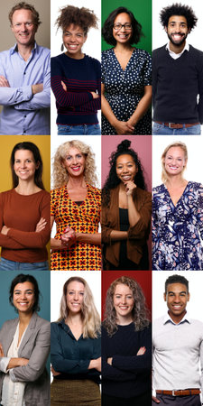 Group of beautiful people in a collageの写真素材
