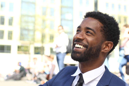 Portrait of a beautiful business man outsideの写真素材