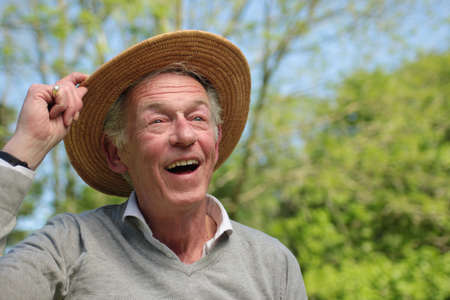 Beautiful old man outsideの写真素材