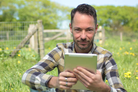 Beautiful commercial man outside