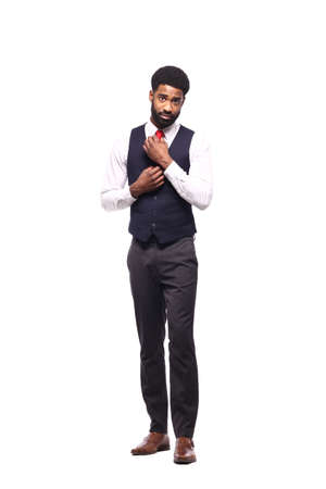 Beautiful full body happy black fashion manの写真素材