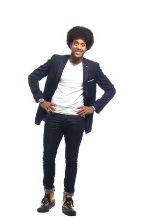 Beautiful full body happy black fashion manの写真素材