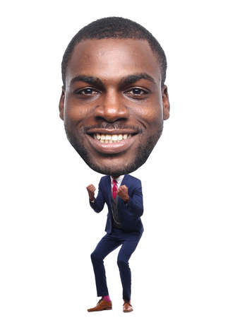 Beautiful man in front of a white background with a big Head