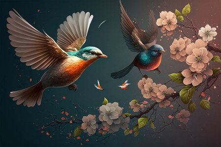 Cute little spring springtime scene (AI Generated). High quality photoの写真素材