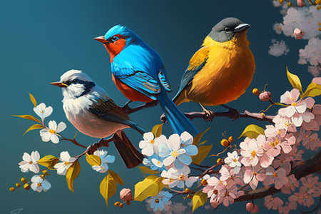 Cute little spring springtime scene (AI Generated). High quality photoの写真素材