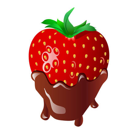Chocolate Dipped Strawberry - vector illustrationのイラスト素材