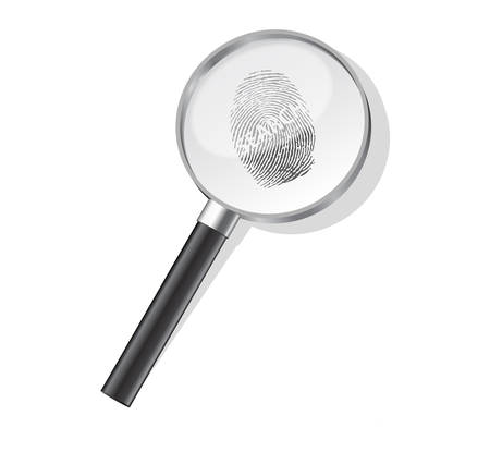 Detectives magnifier with search fingerprintのイラスト素材
