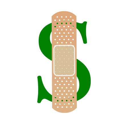 Dollar sign with plasterのイラスト素材