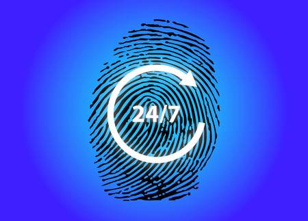 Fingerprint with Twenty four hour service sign-vector