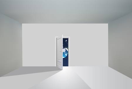 Empty room with opened doorのイラスト素材