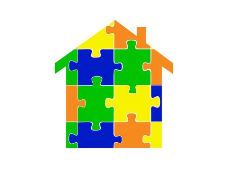 Home in puzzleのイラスト素材