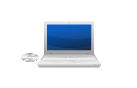 Modern laptop with DVD- vector illustrationのイラスト素材