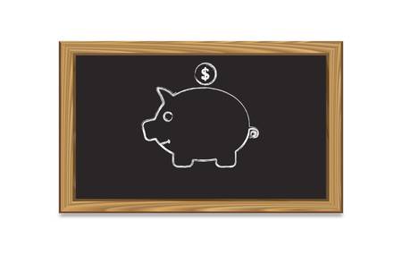Chalkboard  with piggy bank-vector illustrationのイラスト素材