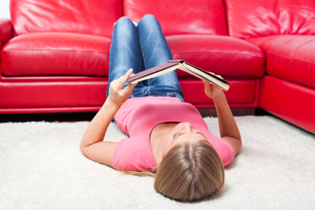 Woman reading bookの写真素材