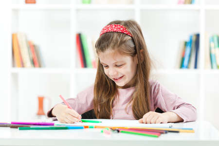 Happy child drawingの写真素材