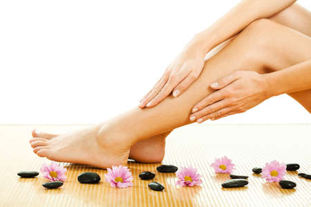 Beautiful female legs, smooth skin after depilationの写真素材