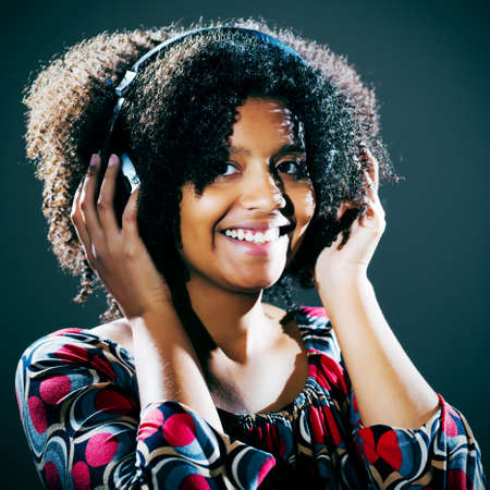 Girl listening musicの写真素材