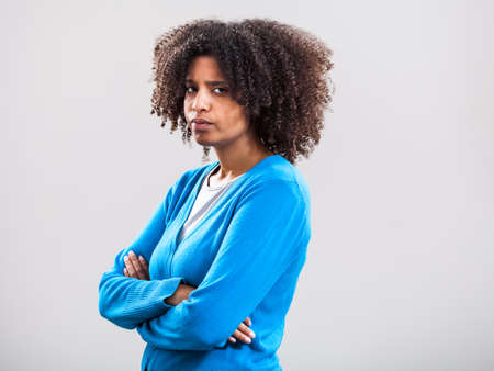 Portrait of offended womanの写真素材