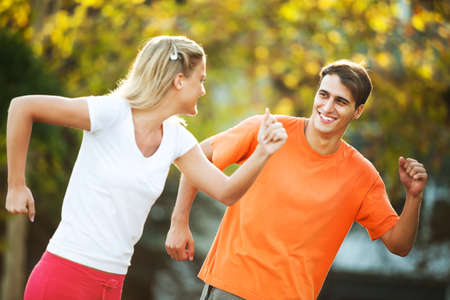 Happy couple is ready for joggingの写真素材