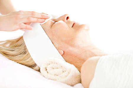 Mature woman having beauty skin treatmentの写真素材