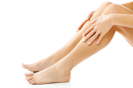 Beautiful female legs, smooth skin after waxingの写真素材