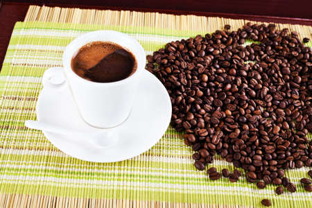 Coffee drink and freshly roasted coffee beansの写真素材