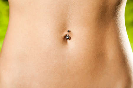 Close up image of perfectly shaped female stomachの写真素材