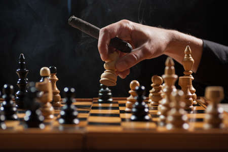 Close up image of situation in chess game.