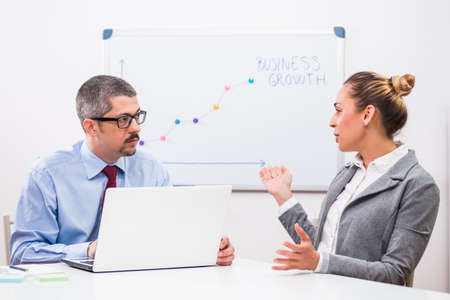 Young woman is having job interview.の写真素材