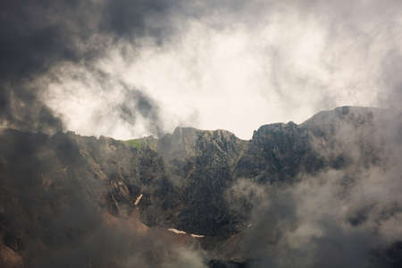 Mountain range during storm.