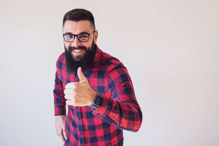 Portrait of happy man who is smiling. Copy space on image for your text or advert.