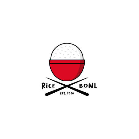 Rice Bowl icon logo concept vector design templateのイラスト素材