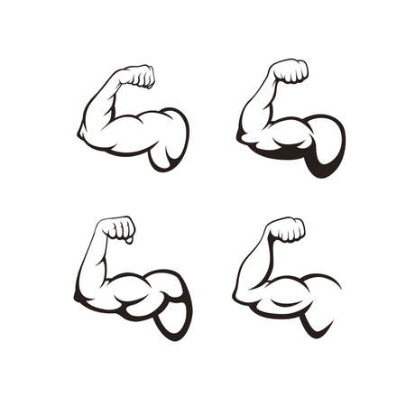Set of Biceps muscle icon logo vector design template. Strong arm, muscle arm logo vector illustrationのイラスト素材